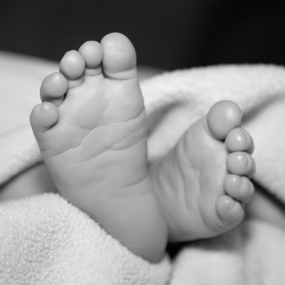 Black and White - Baby Feet Close-up