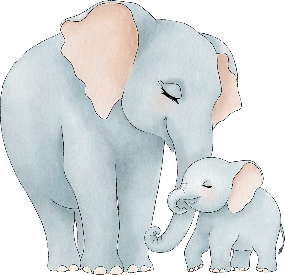 mom and baby elephant cartoon